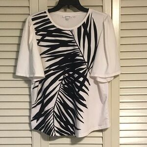 Chico's Black and White Palm Leaf Tee